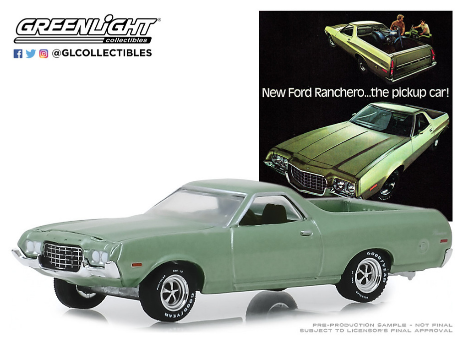 Ford Ranchero “New Ford Ranchero…The Pickup Car! (1972) Greenlight 1:64 