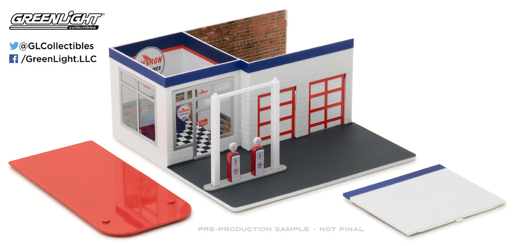 Chevron vintage gas estación gasolinera GreenLight 1:64 OVP nuevo