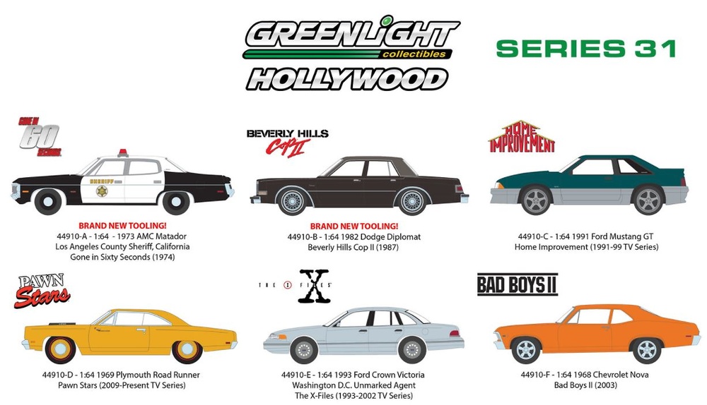 Greenlight 1/64 Hollywood 31 Beverly Hills Cop 1982 Dodge Diplomat  44910B