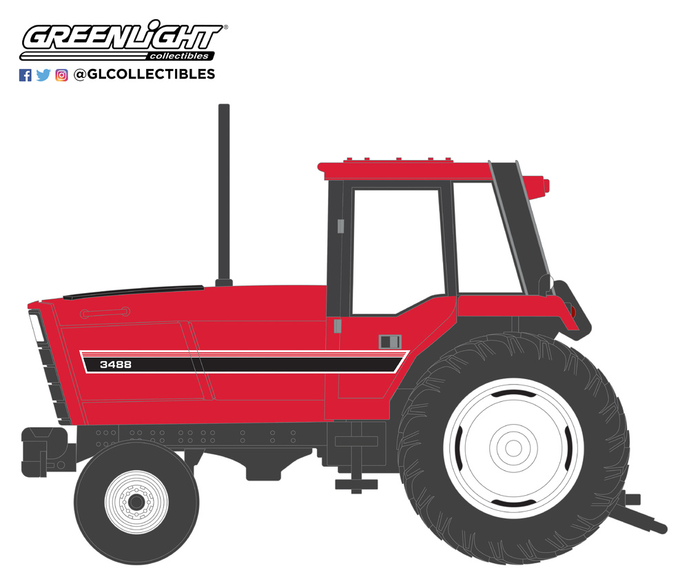 International 3488 tractor con doble rueda y cabina cerrada (1982) Greenlight 48020E 1/64 