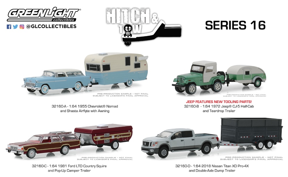 1981 FORD CROWN Ltd Country Squire POP UP CAMPER trailer ** Greenlight 1:64 NUOVO