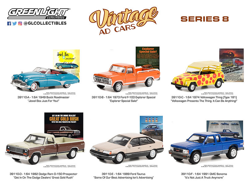 Lot of Vintage Ad Cars Series 8 Greenlight 1 64