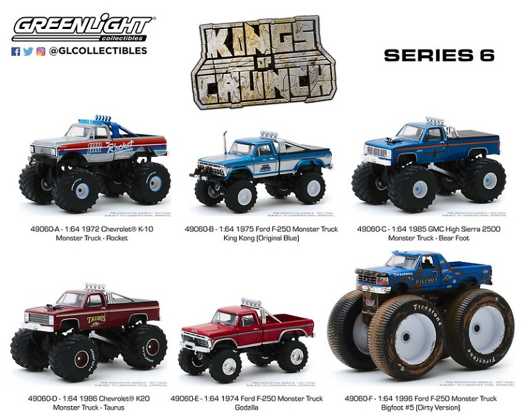 Lote Kings of Crunch Monster Truck Series 6 Greenlight 1/64 