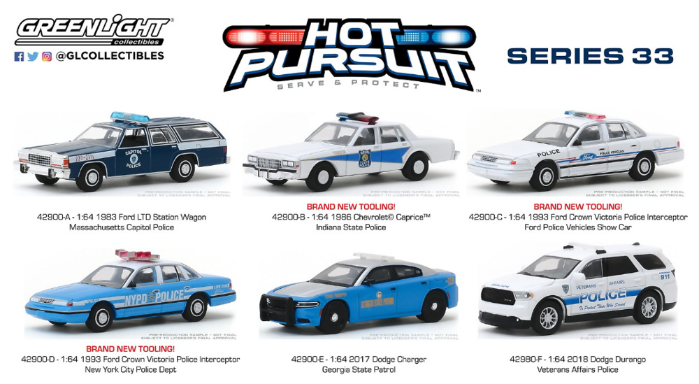 Lote de 6 coches Hot Pursuit Series 33 Greenlight 1/64 