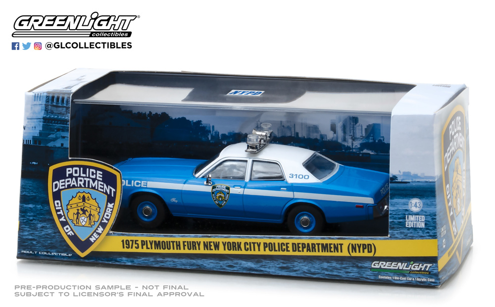 Plymouth Fury Policia de New York NYPD (1975) Greenlight 86535 1/43 