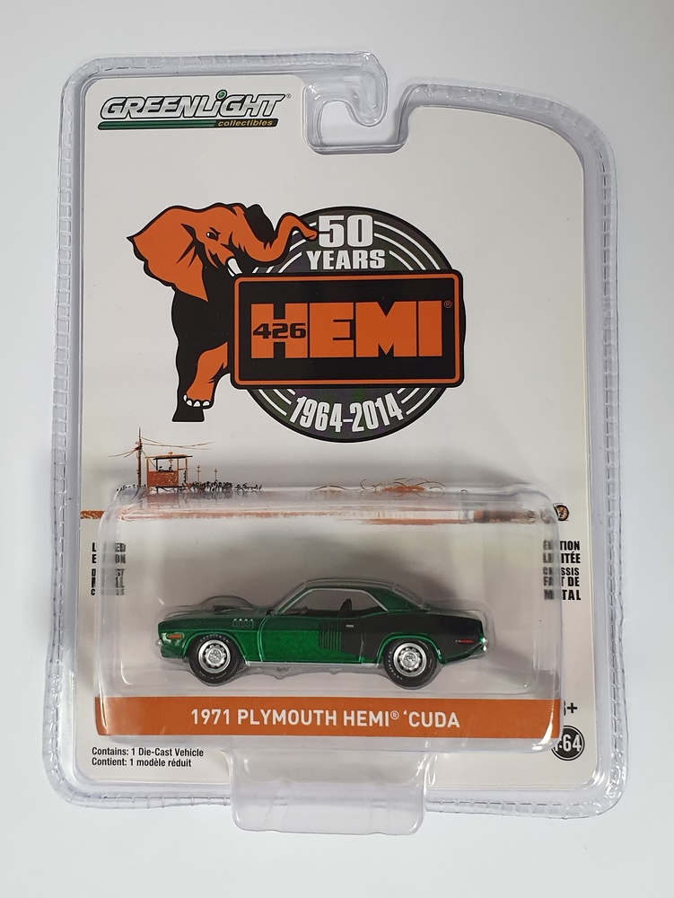 Greenlight 1:64 Anniversary Series 9 1971 Plymouth HEMI Cuda 426 HEMI 50 Years 