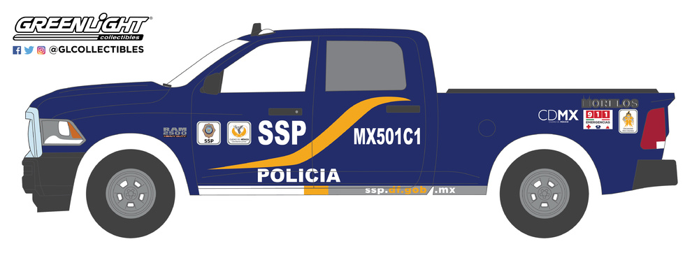 Greenlight  Hot Pursuit 2017 Dodge Ram Pickup Mexico City Mexico  Policia 