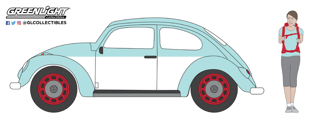 Volkswagen Beetle with Backpacker Greenlight 1:64 