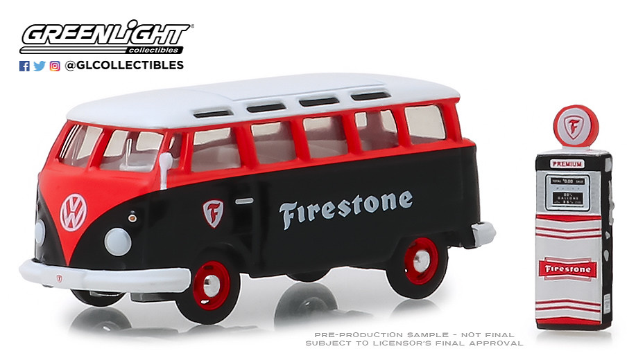 Volkswagen Samba Bus “Firestone” with Firestone Gas Pump (1964) Greenlight 1/64 