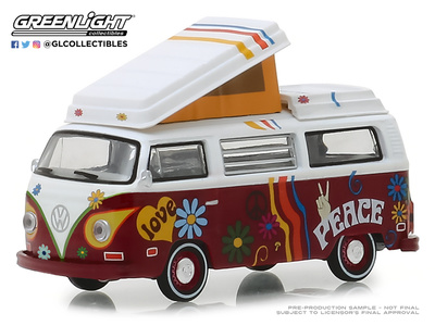 Volkswagen T2 Westfalia Hippie 1973 Greenlight 1 64