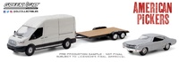 Ford Transit LWB with Unrestored Chevrolet Chevelle Malibu on Flatbed Trailer (1970) Greenlight 1/64